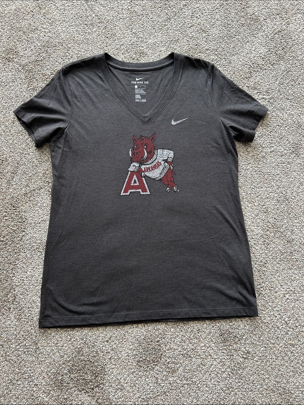 Nike Women’s Charcoal  V-Neck Razorback Graphic T-Shirt